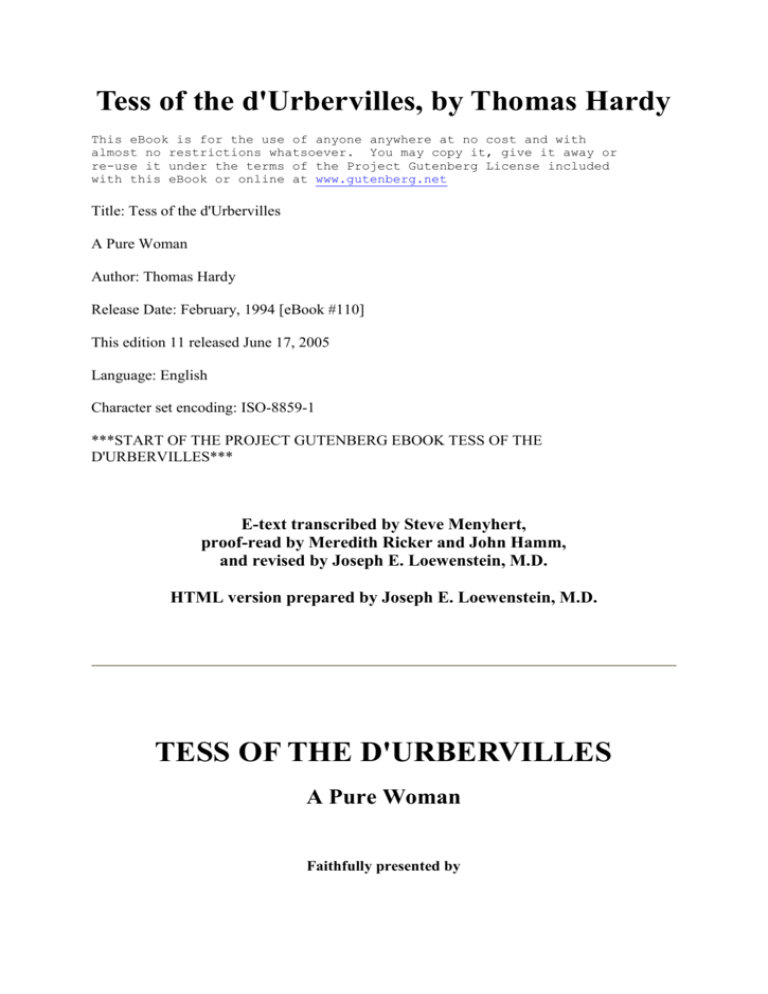 tess of the d urbervilles fate quotes