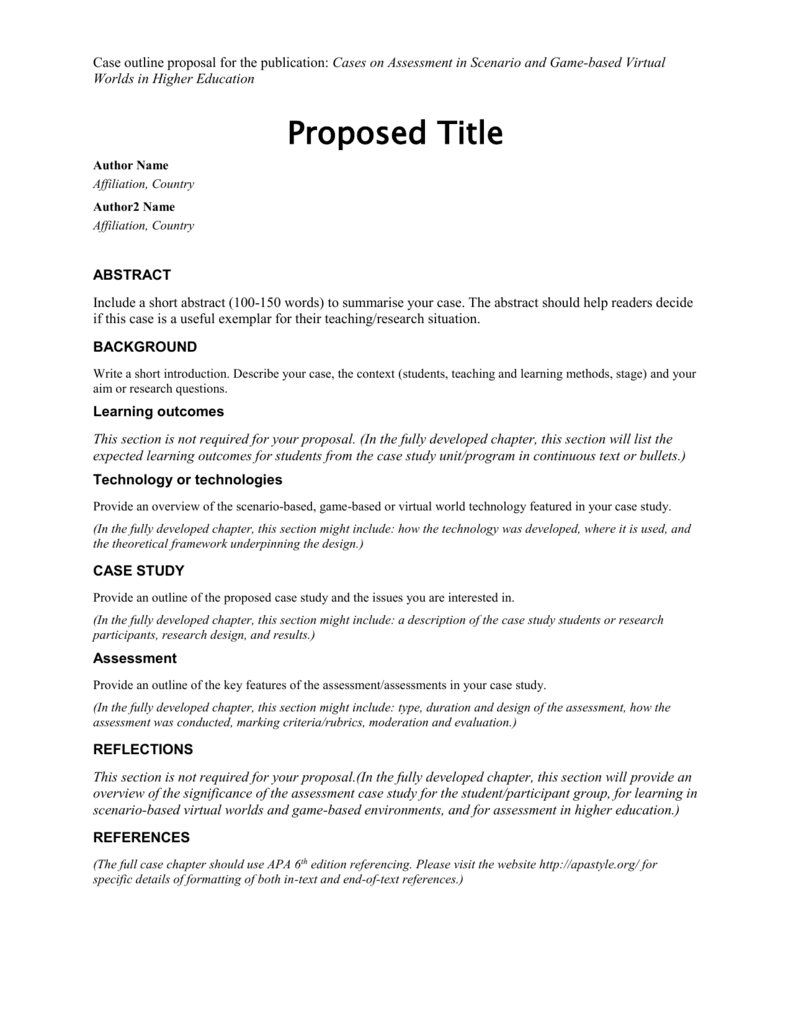 Case study proposal