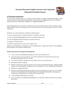 Student Expectations for Independent Reading Day