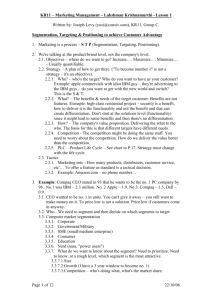 KR11 – Marketing Management – Lesson 1 – 22/10/06