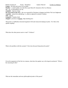 British Literature II Poetry Worksheet Andrew Marvell To His Coy