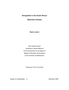 Deregulation of the South African Optometry Industry