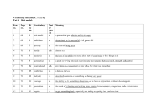 Vocabulary checklist Unit 4 Role models