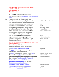 Lady Macbeth 1. letter 14 lines reading. Then 18 Lady Macbeth 2 17
