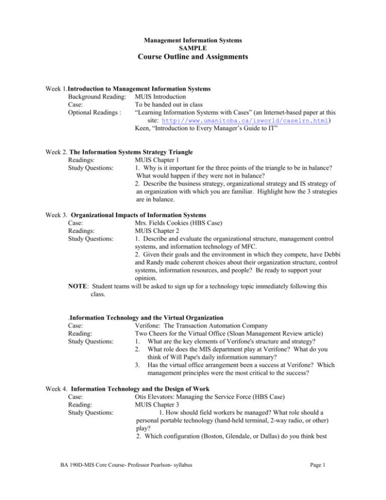 Sample Syllabus 1 Sample Syllabus 1