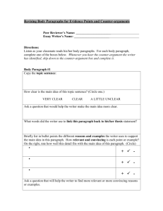 Revising Body Paragraphs for Evidence Points and Counter