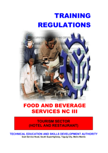section 1 food and beverage services nc iii qualification