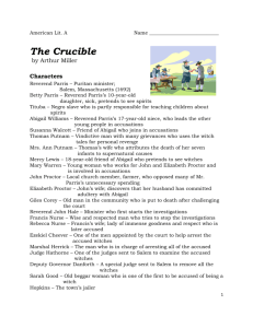 American Lit. A Name The Crucible by Arthur Miller Characters