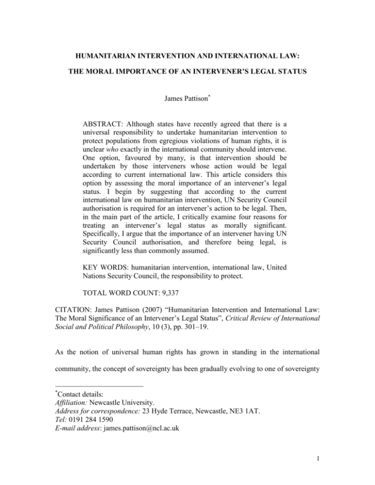 Humanitarian Intervention And International Law