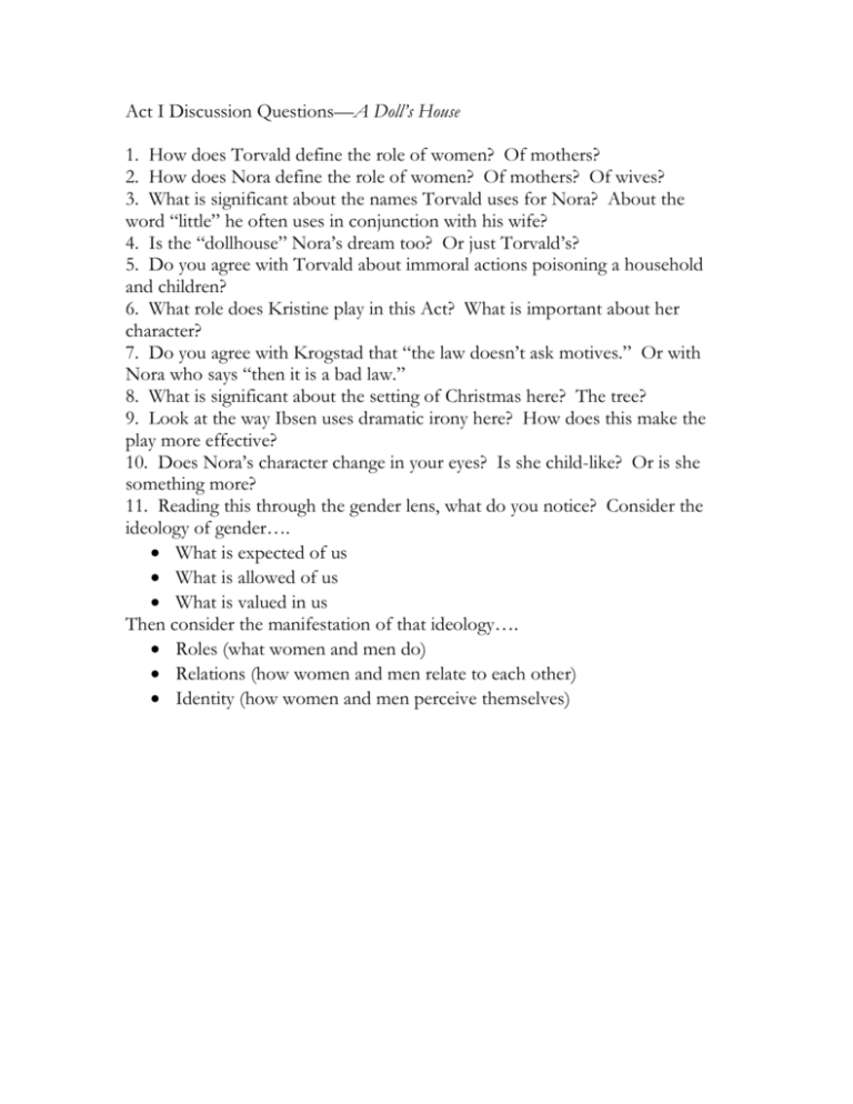 doll's house essay questions