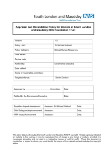Appraisal and Revalidation Policy for Doctors at South London and