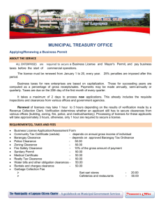 MUNICIPAL TREASURY OFFICE Applying/Renewing a Business