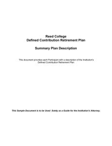 Reed College Defined Contribution Retirement Plan Summary Plan