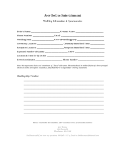 Wedding Questionnaire - Joey Bolduc Entertainment