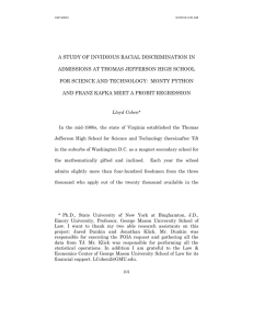 a study of invidious racial discrimination in admissions at