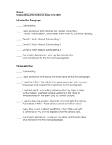 Explanatory/Informational Essay Checklist