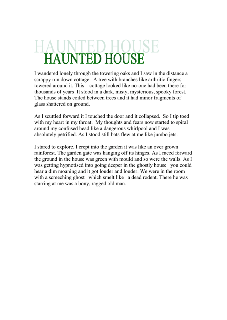 haunted house essay 250 words