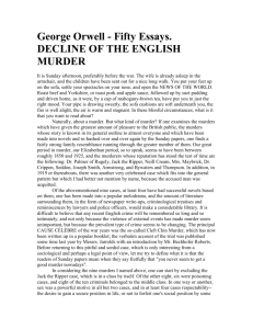 George Orwell – Fifty Essays. DECLINE OF THE ENGLISH MURDER