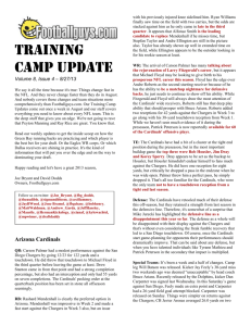 Training Camp Update Volume 8, Issue 4 – 8/27/13 We say it all the