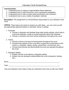 The Chrysalids Formal Essay Evaluation Sheet: ENG 1DI