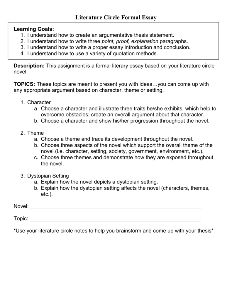 The Chrysalids Formal Essay Evaluation Sheet: ENG 28DI