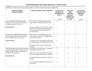 Thesis Statements and Topic Sentences: A Closer Look Directions