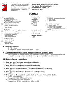 Curriculum Agenda November 17, 2008