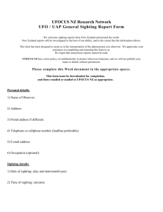 UFOCUS NZ Research Network UFO / UAP General Sighting Report