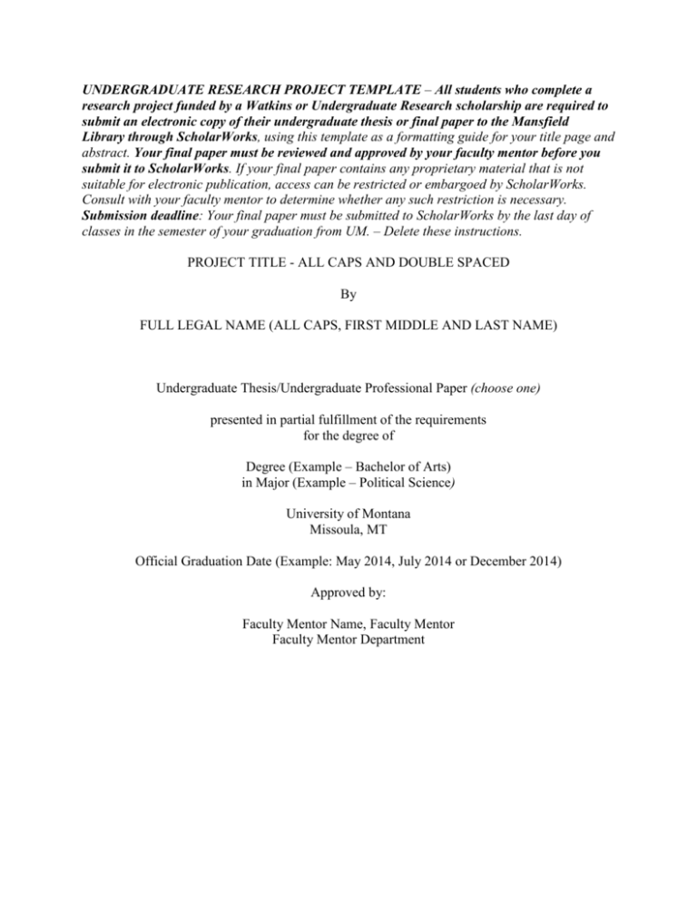 Undergraduate Research Project Template