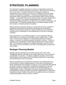 Strategic Planning Models