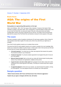 Exam focus: AQA: the origins of the First World War
