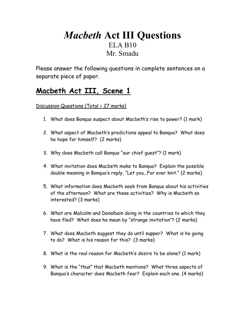 macbeth act 3 essay questions