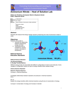Ammonium Nitrate – Heat of Solution Lab