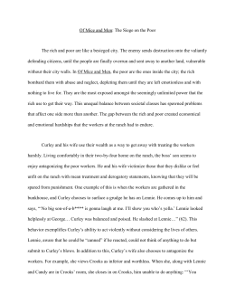 Feedback From The Of Mice And Men Essay On Social Injustice Withrow Of Mice And Men Essaydocx Compare And Contrast High School And College Essay also Sample Of Proposal Essay Simple Essays For High School Students
