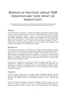 Bundles of practices versus TQM principles and their impact on