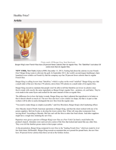 Healthy Fries? Article Photo credit: AP/Burger King, Noel Barnhurst