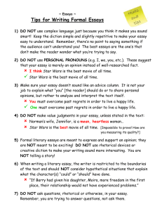 Tips For Writing Formal Essays