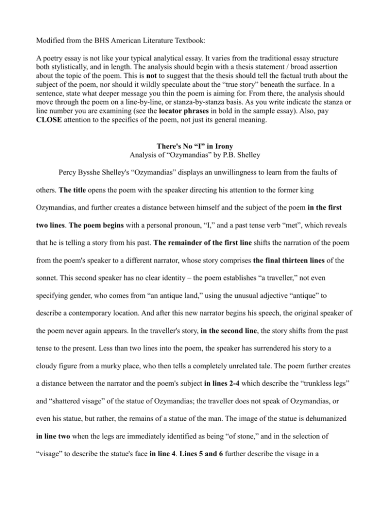 Sample Poetry Essay