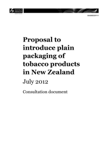 Proposal to introduce plain packaging of tobacco