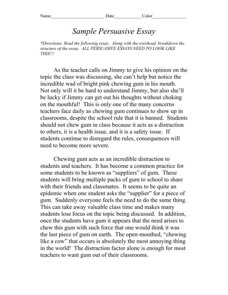 Sample Persuasive Essay Crossroadssouthalphalit