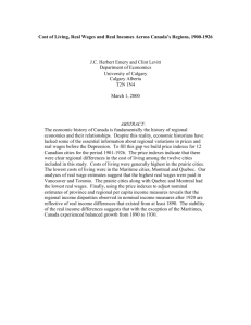 Cost of Living, Real Wages and Real Incomes Across Canada`s