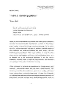 Fox & Prilleltensky`s Critical Psychology