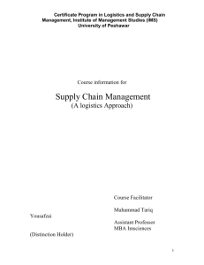 Logistics and Supply Chain Management University of Peshawar