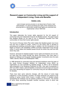 ENIL Research paper on Community Living and the support of