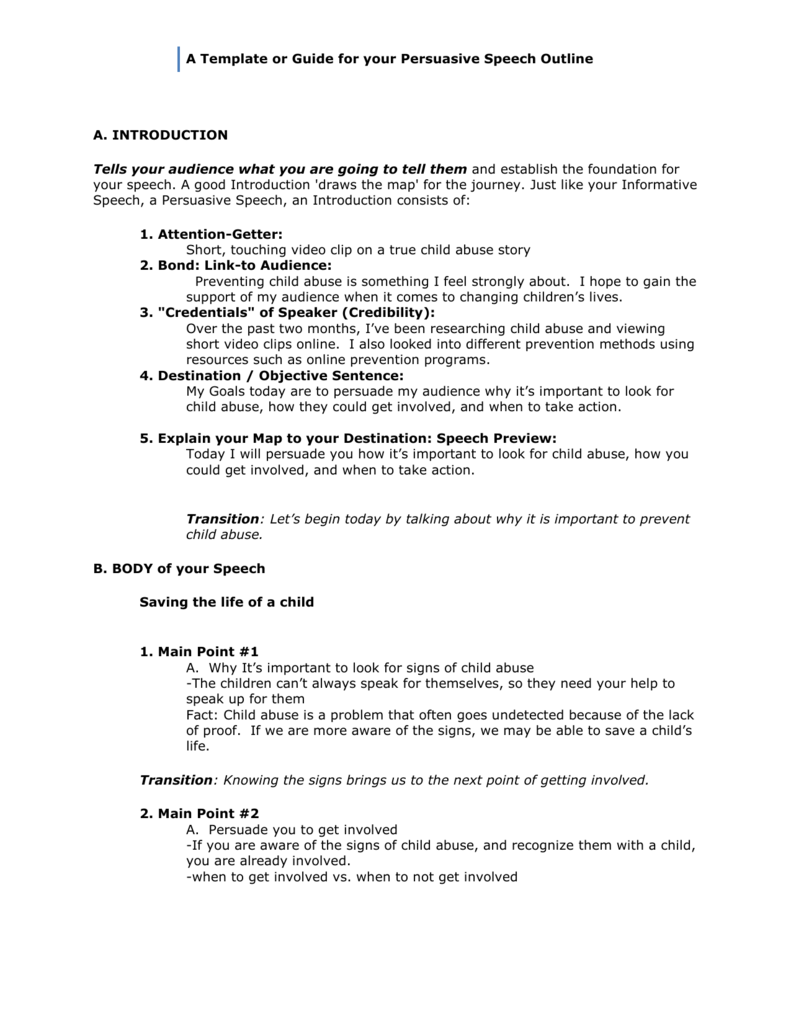 persuasive speech outline