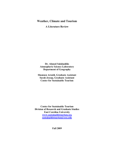 Weather, Climate and Tourism A Literature Review Dr. Ahmed