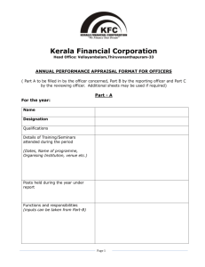 Annual Performance Appraisal Format for Officers Kerala Financial