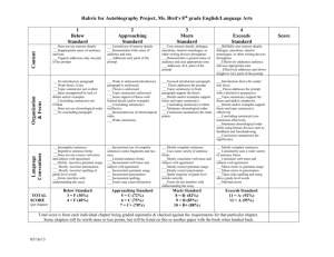 Rubric for Narrative Essay (Biographical or Autobiographical