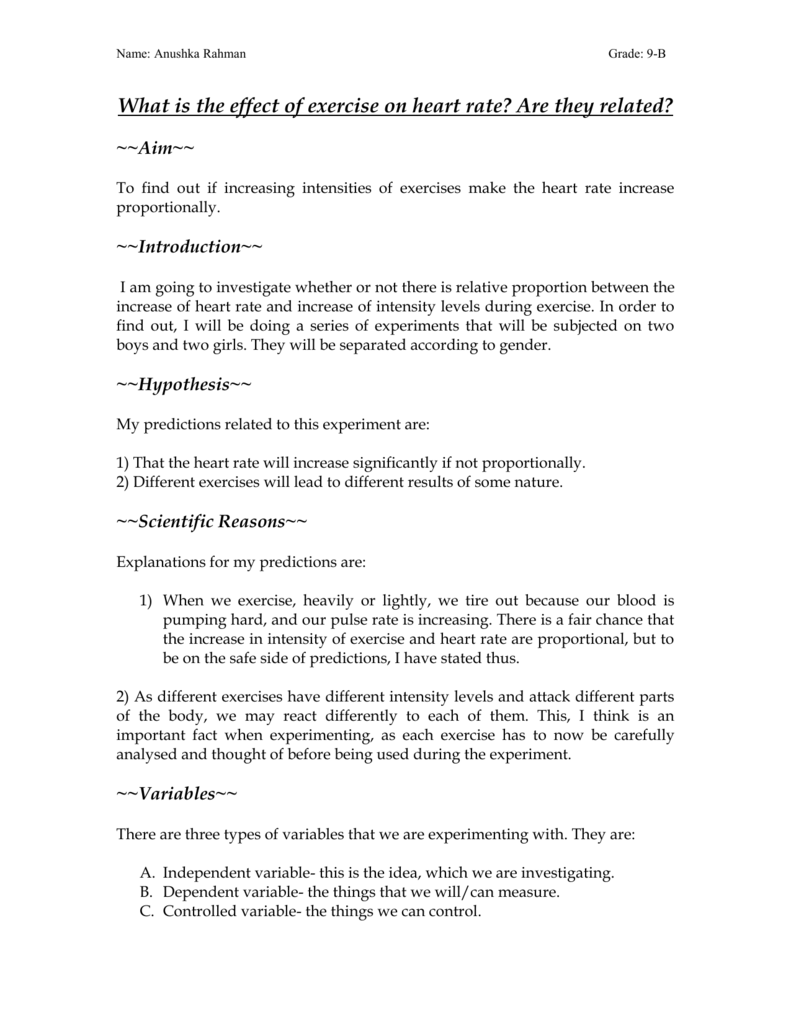 Title What Is The Effect Of Exercise On Heart Rate