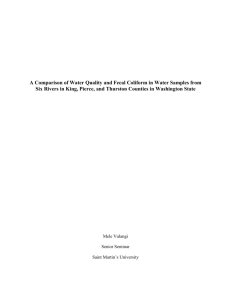 A Comparison of Water Quality and Fecal Coliform in Water